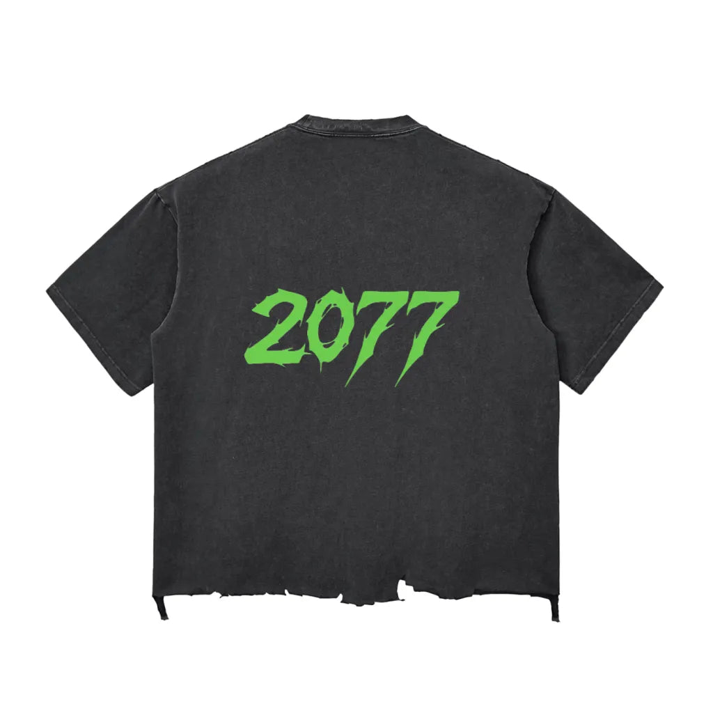 CyberPunk 2077 Snow Wash Raw-Hem Boxy T-shirt