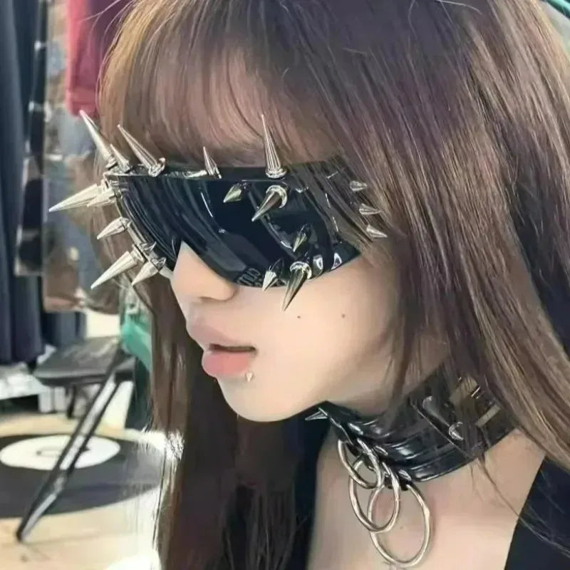 Cyberpunk Demon Rivet Spike Goggles | Punk Rock Sunglasses