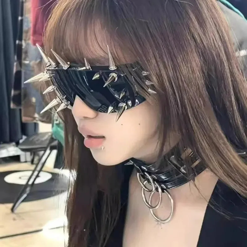 Cyberpunk Demon Rivet Spike Goggles | Punk Rock Sunglasses