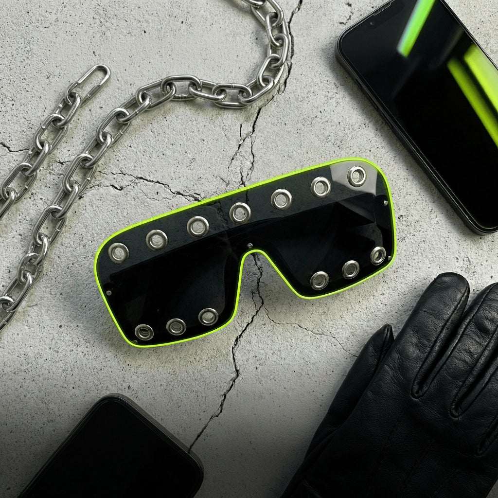 Cyberpunk Rectangle Studded Sunglasses | UV400 Party Eyewear