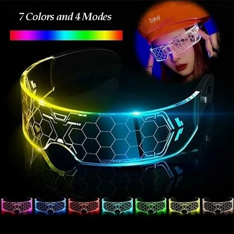 Cyberpunk LED Light-Up Glasses | Glow Rave & Party Eyewear