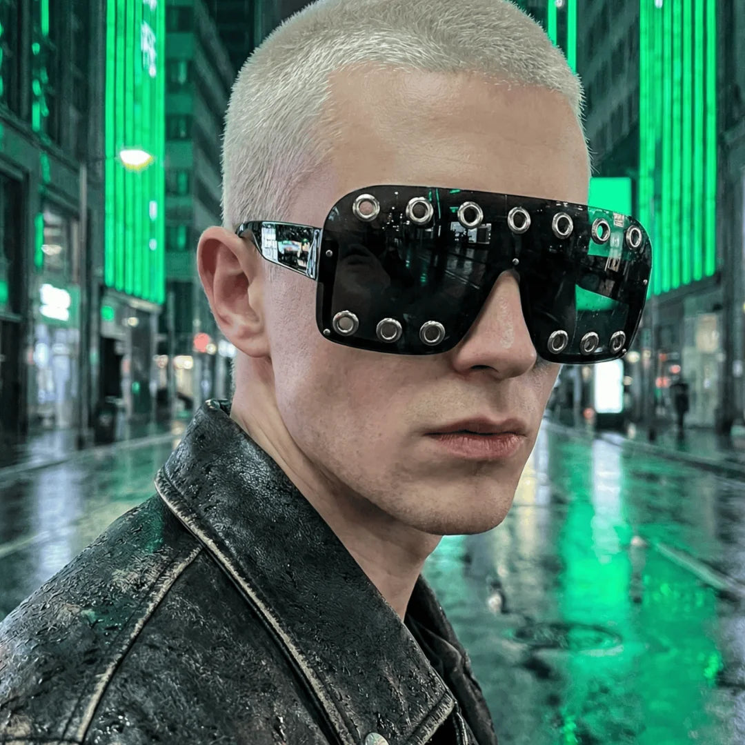 Cyberpunk Rectangle Studded Sunglasses | UV400 Party Eyewear
