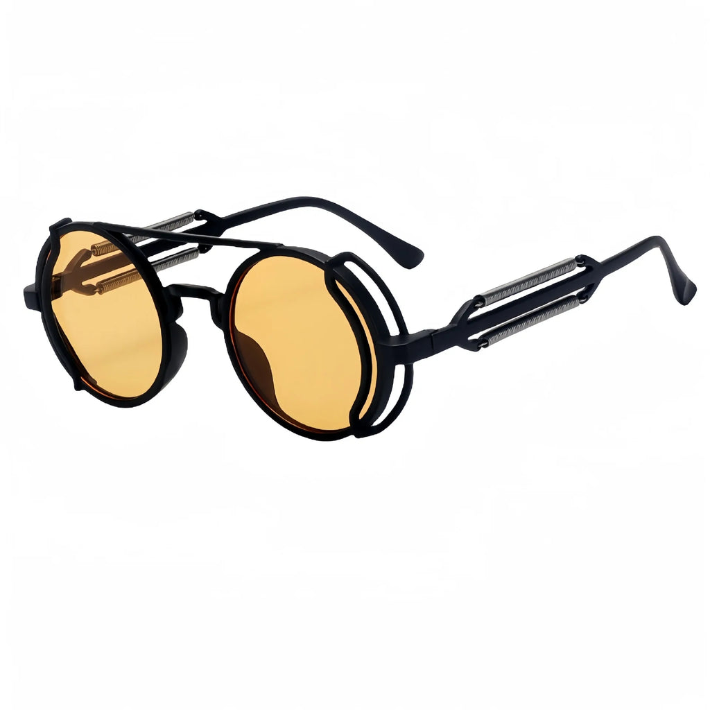 Cyberpunk Round Frame Sunglasses | Steampunk Mirror Lens
